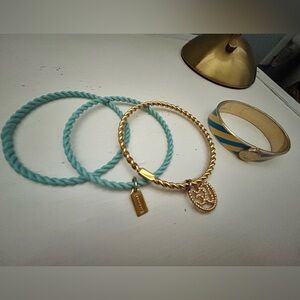 Coach gold and blue bangles and bracelet